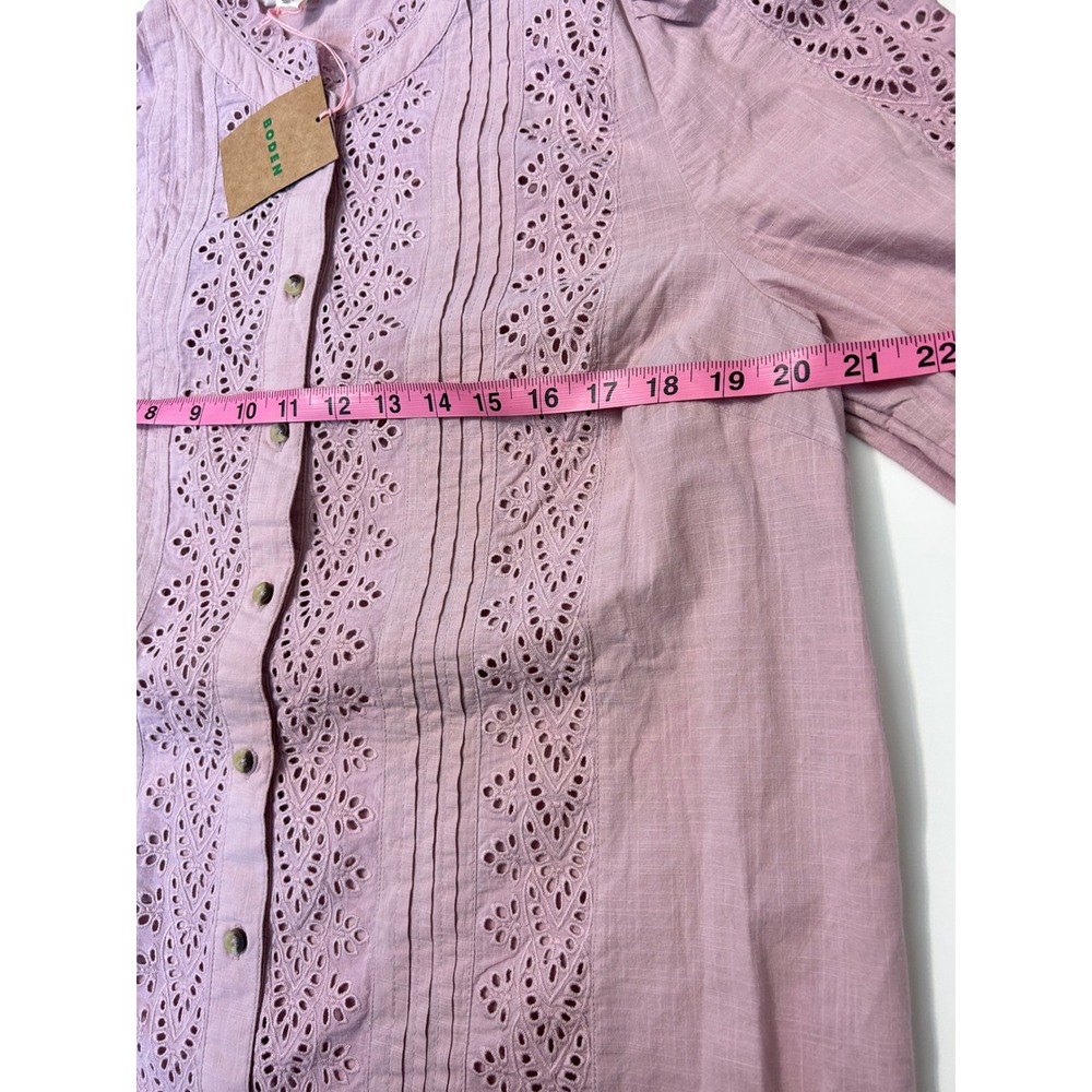 Boden Savannah Broderie Top Pink US 12 Eyelet Cottagecore - Picture 5 of 11
